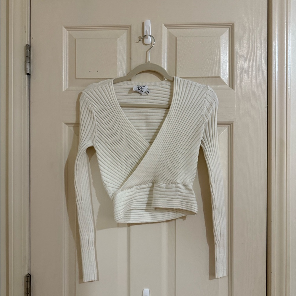Princess Polly Ribbed Wrap Sweater